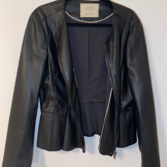 Zara Faux-Leather Peplum Jacket - Picture 2 of 5